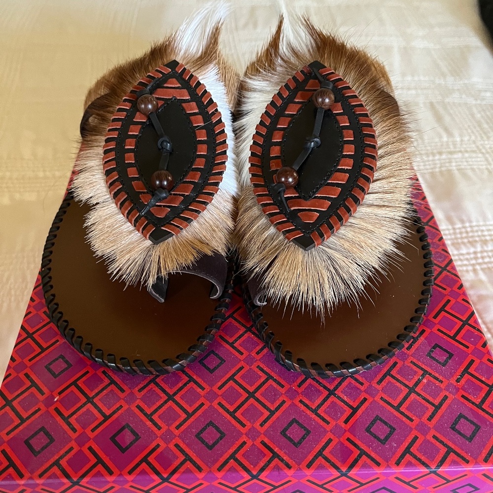 Tory Burch Feathered Sandals